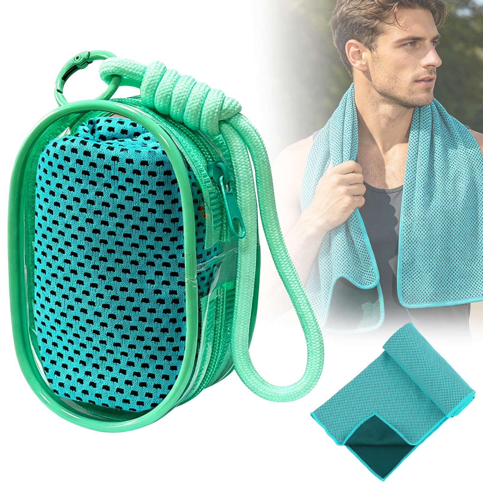 Portable Ice Cooling Towel, Instant Chill Evaporative Sports Towel with Matching Storage Carry Bag, Quick Dry Breathable Cooling Cloth for Gym Running Cycling Outdoor Activities (Blue, 30 * 100cm)