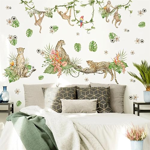 Miniatura 42 de Calcomanías de pared de animales de la selva, calcomanías de pared de animales del bosque, calcomanías de pared para bebés, niños y niñas