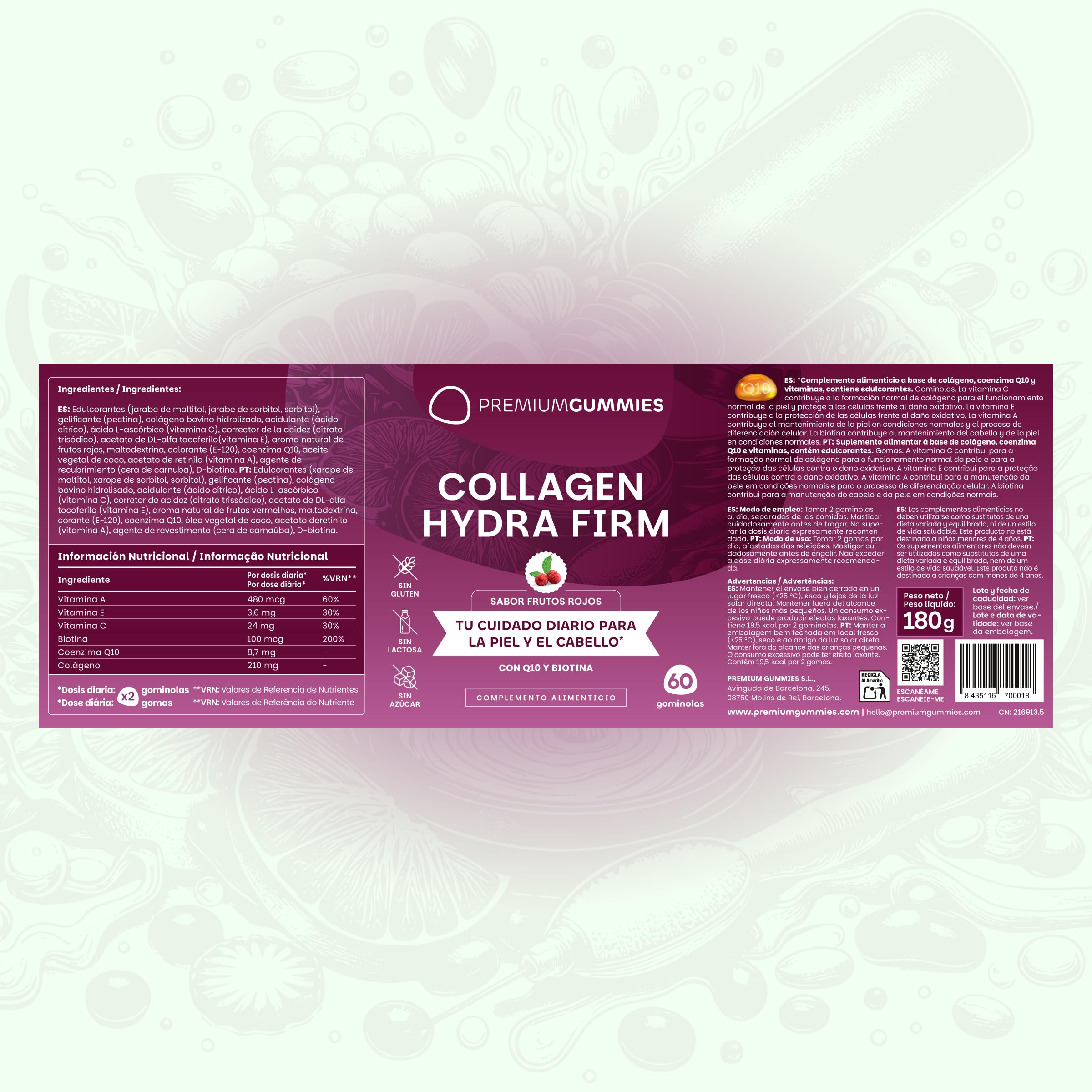 Pack Glow Pre-Verano - Colágeno + Biotina 5000mcg + Multivitaminas - Cuidado de Piel, Cabello y Uñas - Con Zinc, Selenio, CoQ10 y 13 Vitaminas - Sin Azúcar - 180 Gominolas