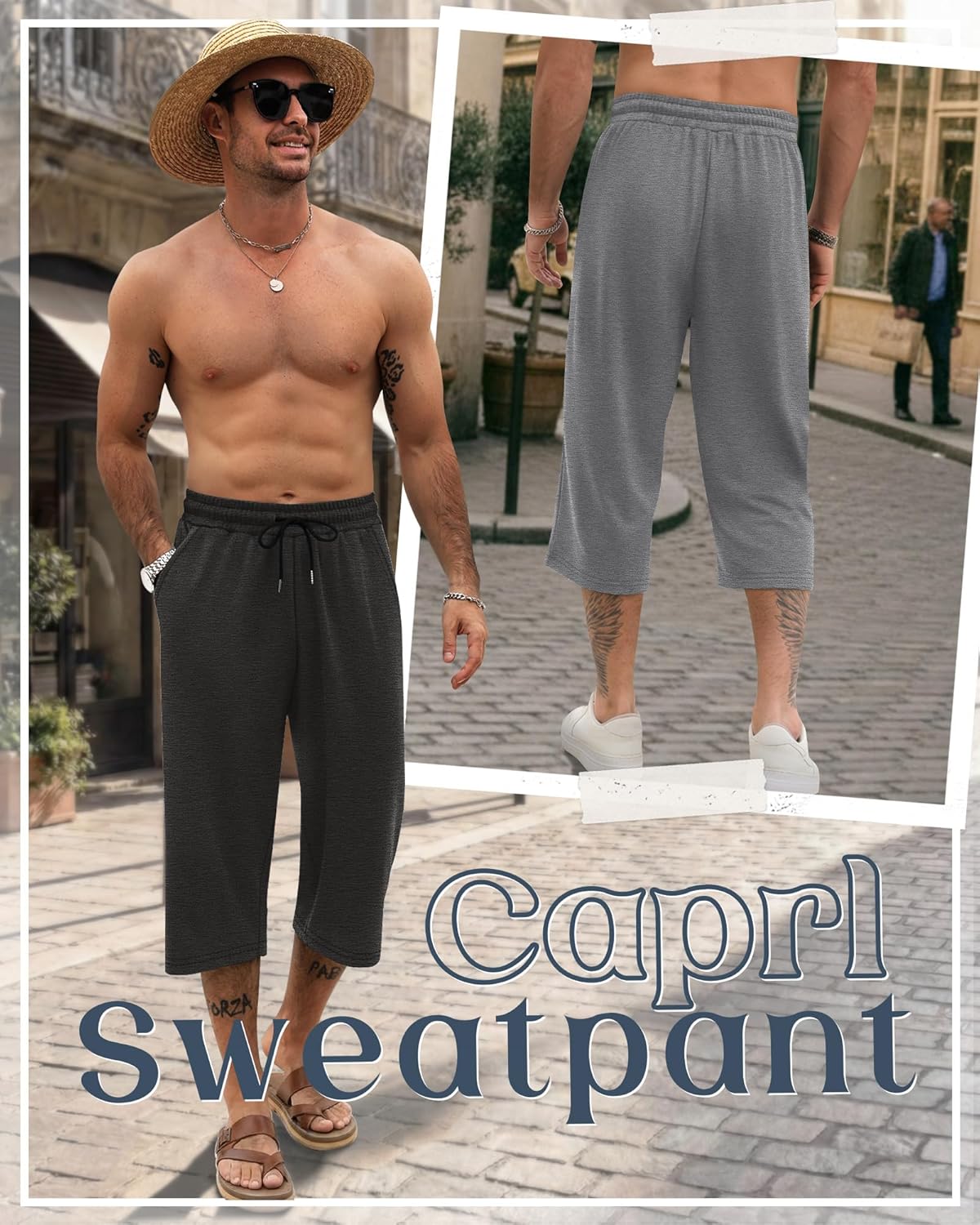 Neer 4 Pack Mens Carpi Shorts Big and Tall Below Knee Casual 3/4 Pants Loose Fit Drawstring Jogger Shorts with Pockets