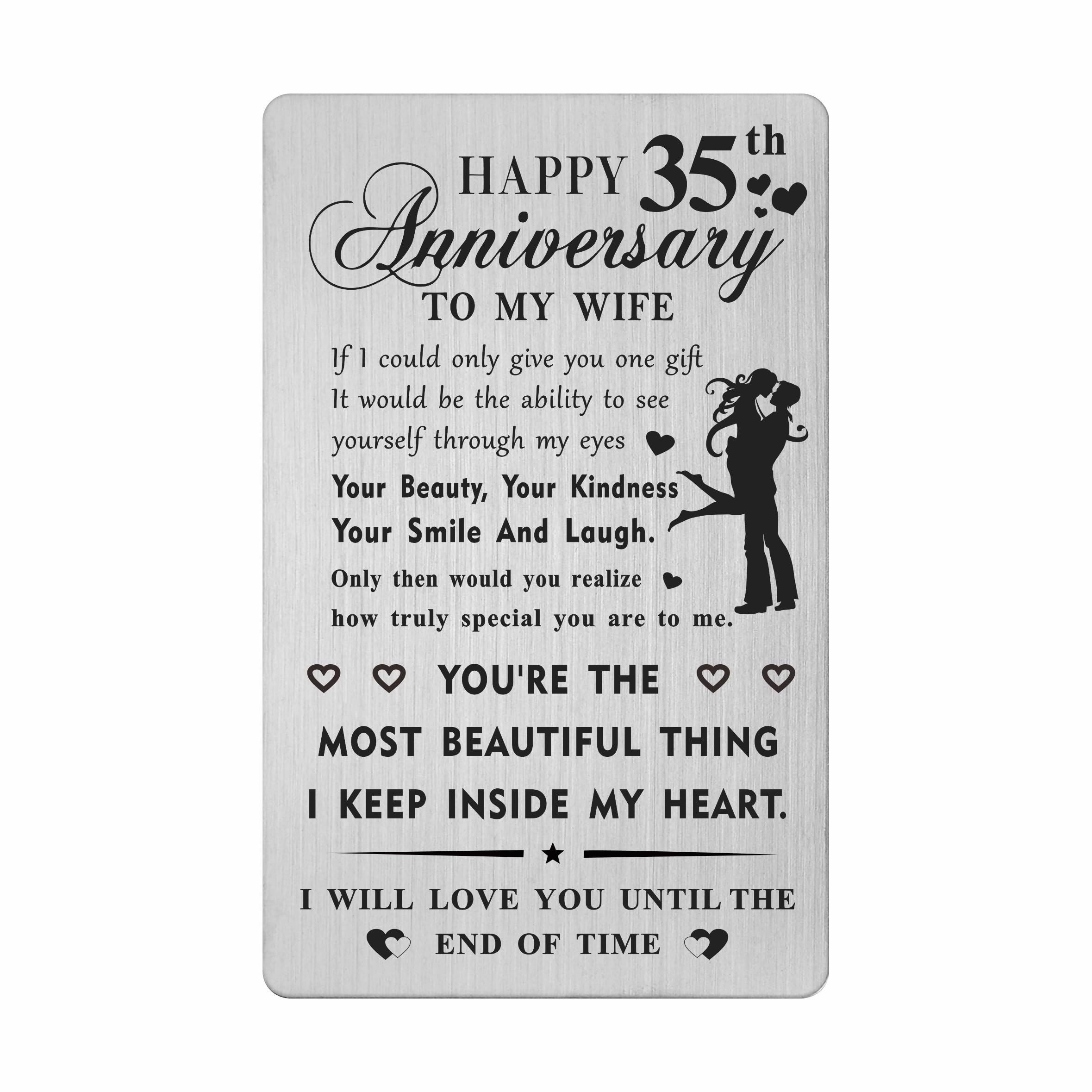 HYHYDHP 35th Wedding Anniversary Card Gifts for Wife - Happy 35 Year Anniversary Card for Her Women, Silver, 3.35" x 2.13" x 0.02"