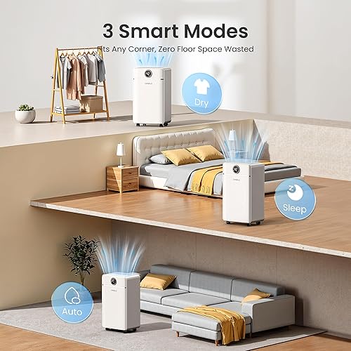 Miniatura 4 de CHIVALZ Lvory - Deshumidificador de 1500 pies cuadrados para sótano con manguera de drenaje máximo de 25 pintas, deshumidificadores para el hogar,