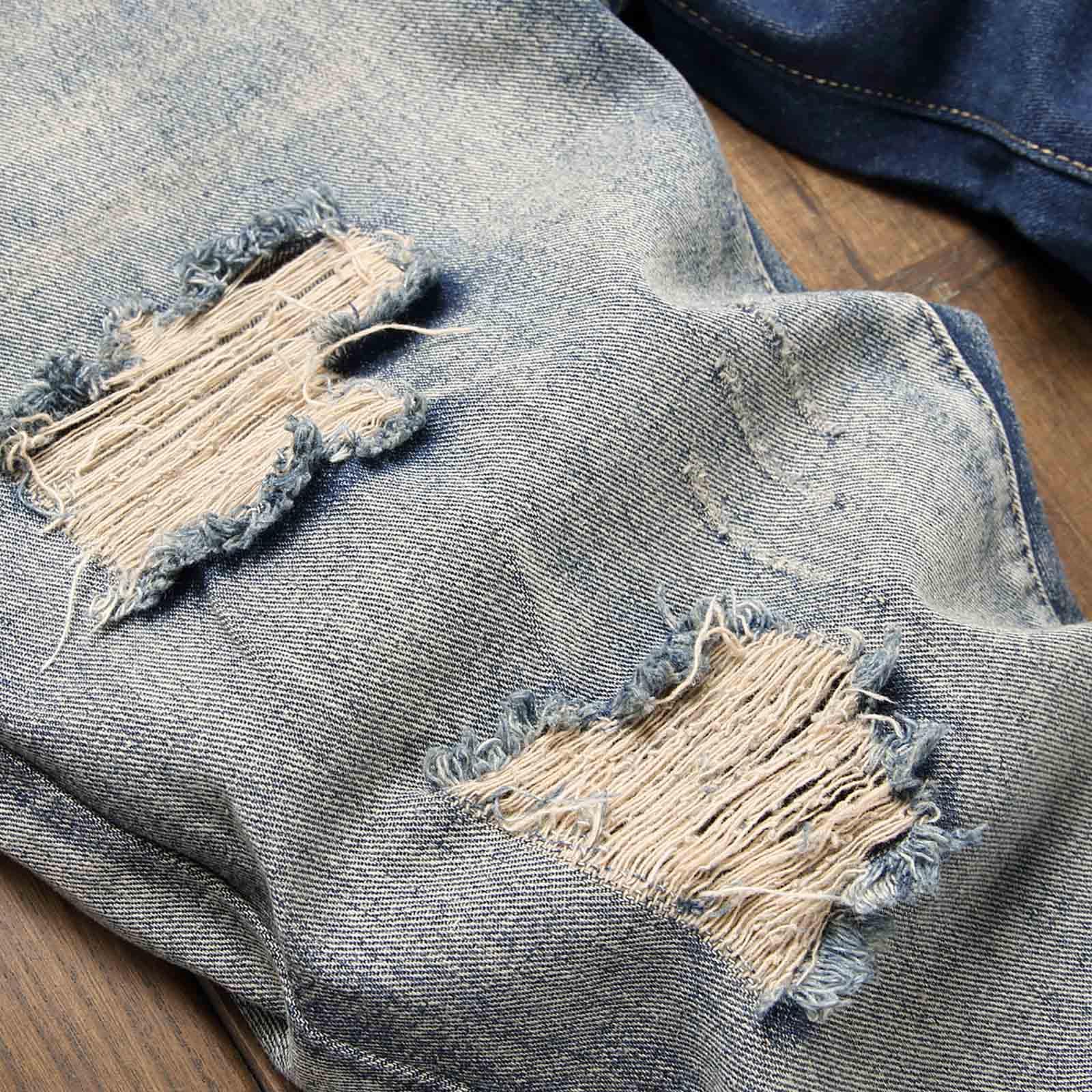 Jeans da uomo, lunghi, lavati, strappati, con tasche, per uomo, slim fit, larghi, per attività all'aria aperta, Hip Hop, leggings, morbidi, streetwear, abbigliamento da festa