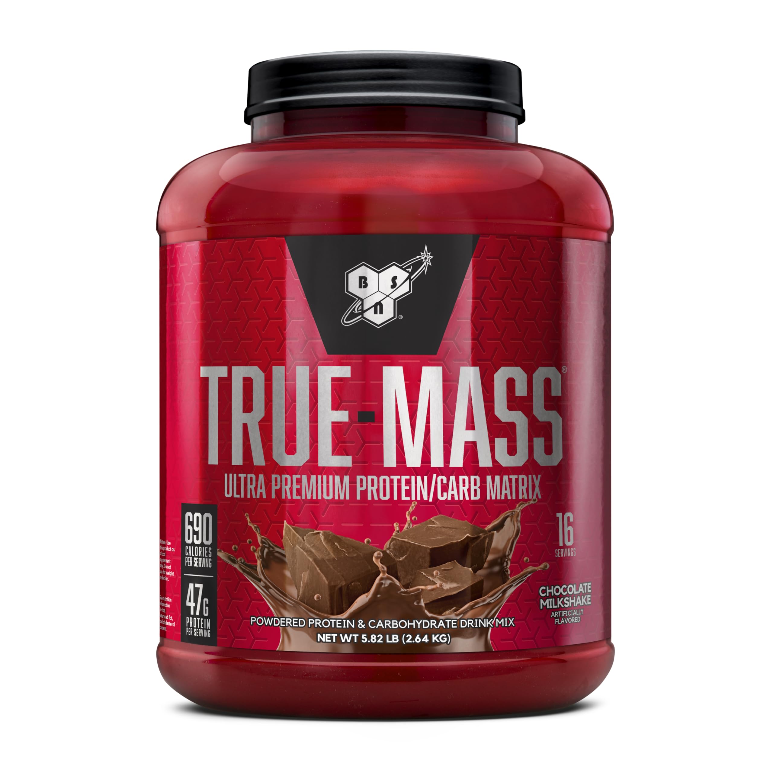 BSN TRUE-MASS Weight Gainer, Muscle Mass Gainer Protein Powder, Chocolate Milkshake, 5.82 Lbs, 16 Servings (2.64 KG)