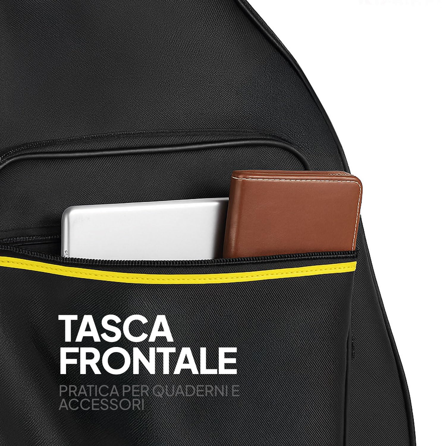 OcioDual Custodia Chitarra Classica, Custodia Chitarra Acustica, Zaino con Tasca Esterna e Maniglia per il Trasporto, Imbottita, Base in gomma, Morbida Borsa Zaino Nylon Tracolle, Nero