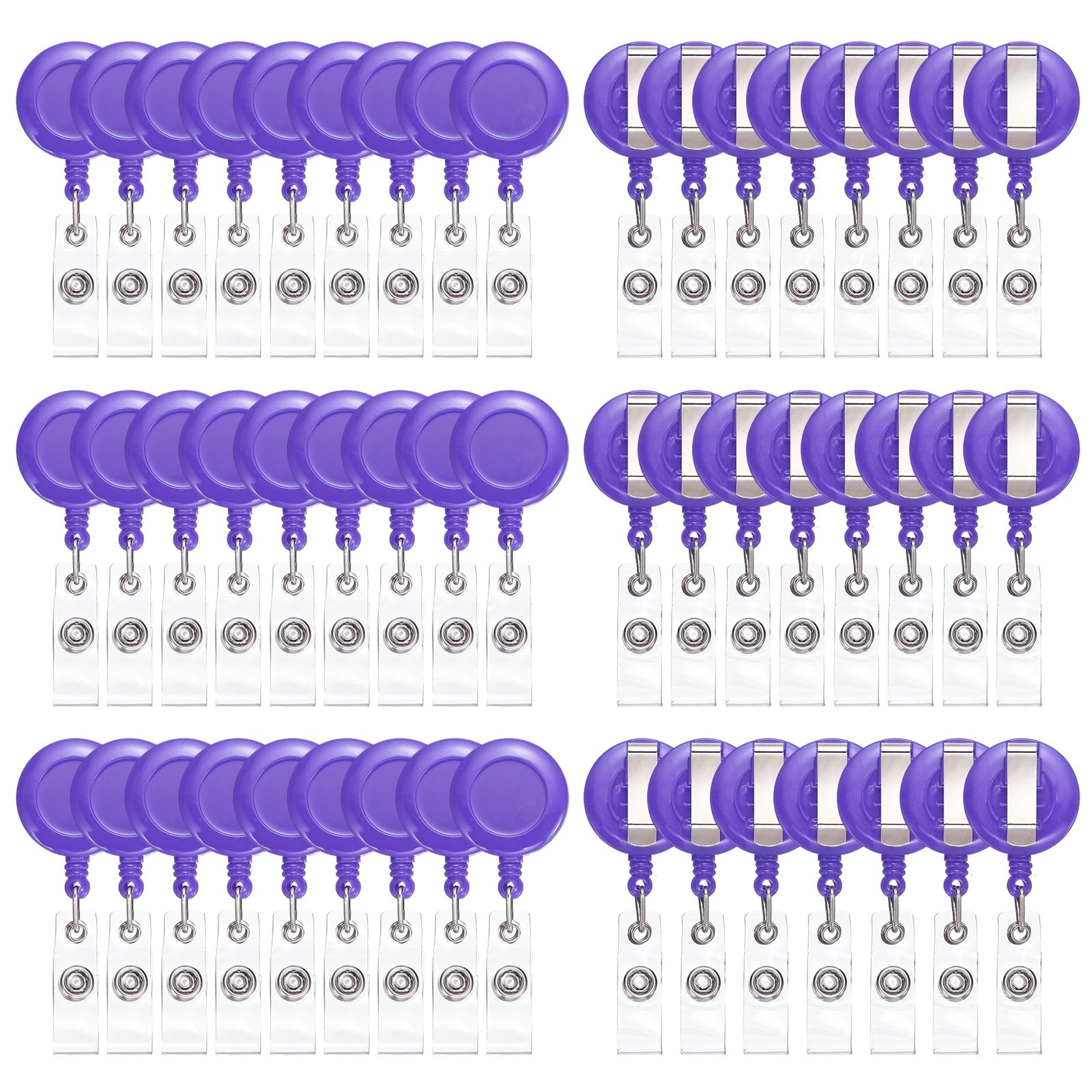 PATIKIL 50 Pcs Badge Reel, Retractable Badge Clip, ID Card Holder Reel with Swivel Alligator Clip for Teacher Employees Office Supplies, Purple