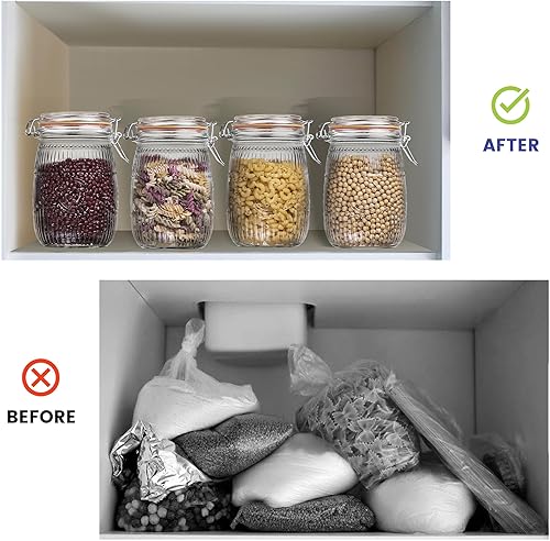 Miniatura 6 de Amzcku Tarros de boca ancha vintage con tapa hermética de 32 onzas, tarros de cuarto de galón para almacenamiento de cocina, para café, azúcar,