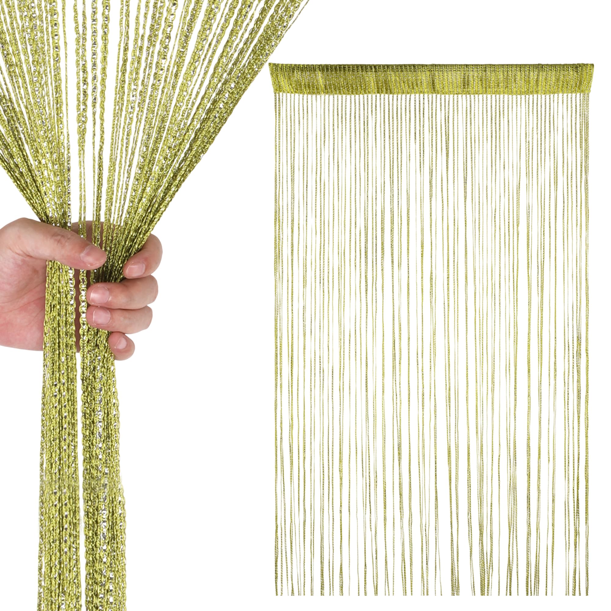 Trimming Shop Glitter String Curtain, Apple Green, 200x100cm