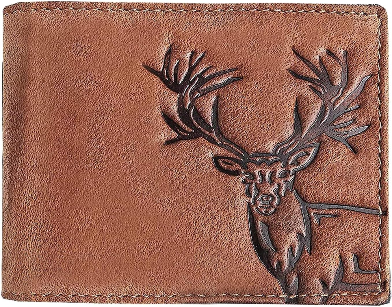 WildHorn� Antlers Hunter Leather Wallet for Men, Tan, one Size, Classic