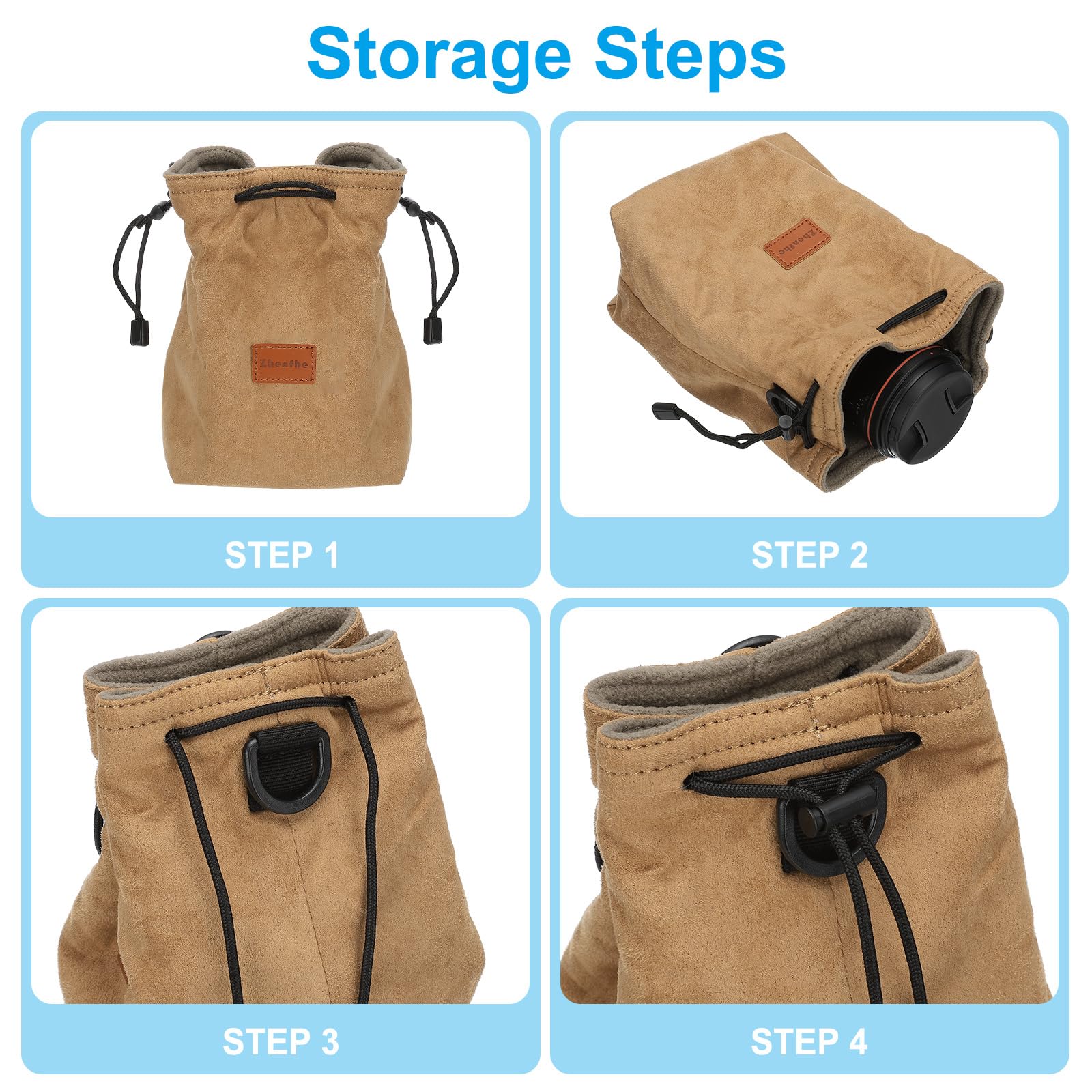 PATIKIL Bolsa para cámara, bolsa con cordón y correa ajustable para el hombro, bolso portátil para cámara DSLR, verde, talla L