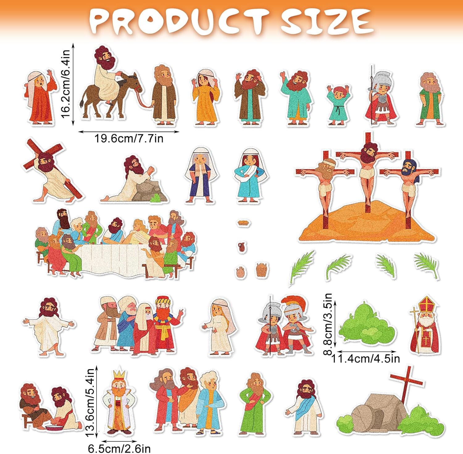 Easter Nativity Felt Figures Bible Flannel Board Stories Set Ready to Play Felt Bible Story He Has Risen Precut Figures Last Supper Crucifixion Resurrection Triumphant Entry Trial