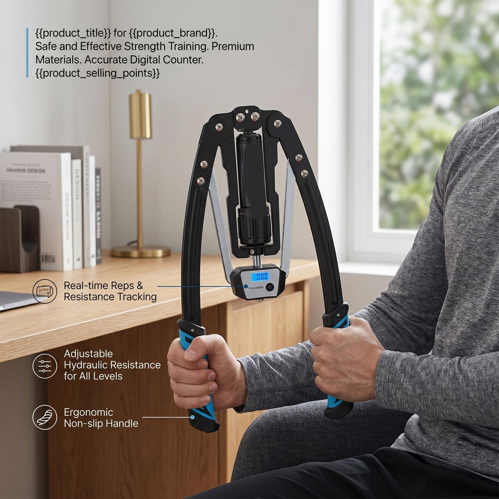 Naroote Allenatore Idraulico per Braccia, Regolabile, 10-200 Kg, per Rinforzare il Braccio e il Torace, per Allenare i Pettorali, per la Palestra di Casa, con Maniglie Ergonomiche,