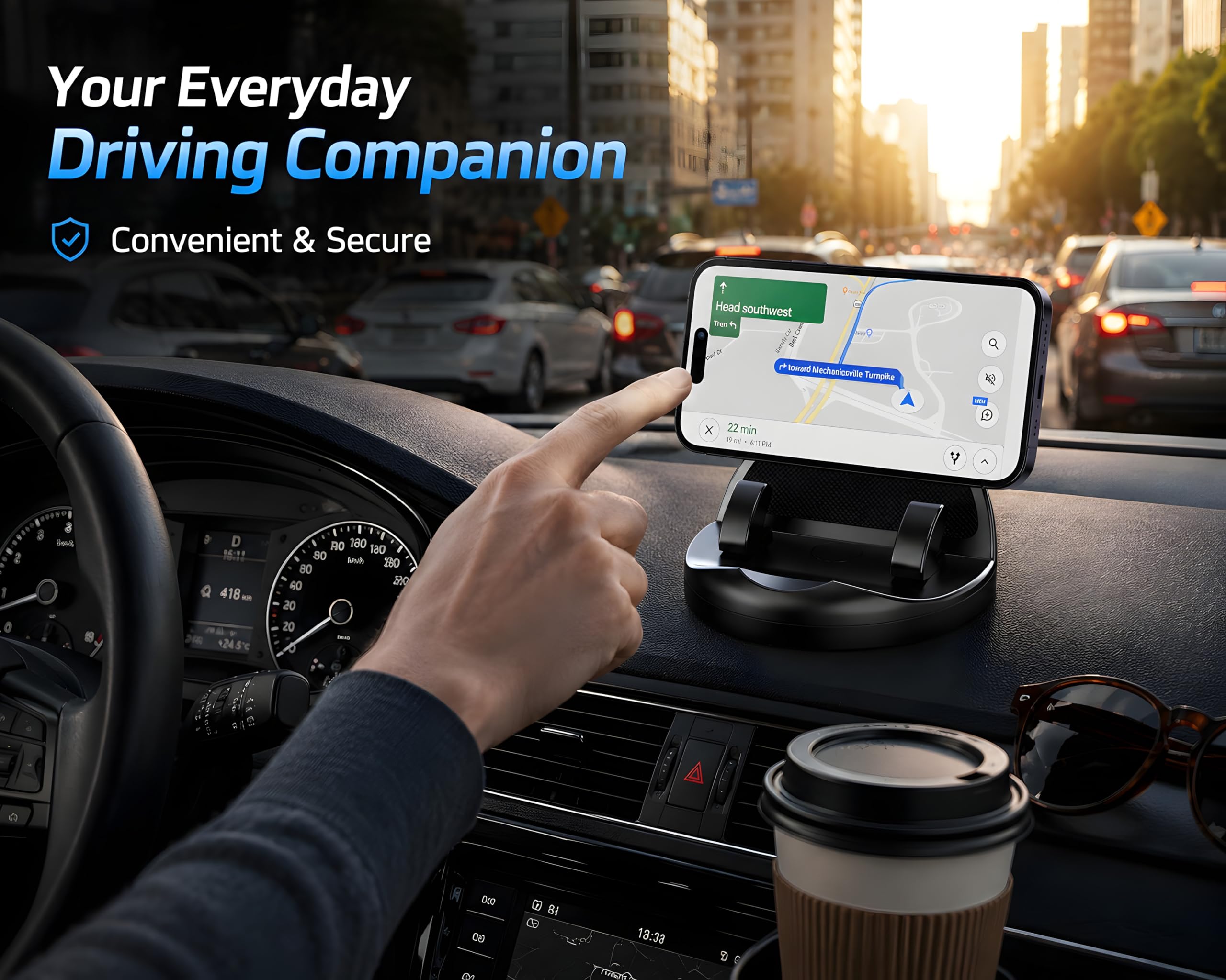 360° Rotatable Car Dashboard Mobile Holder with Parking Number Plate | Anti-Slip Silicone Phone Stand for Car Dashboard | Mobile Mount for Car, Office & Home | Portrait & Landscape View — Amazon image 7