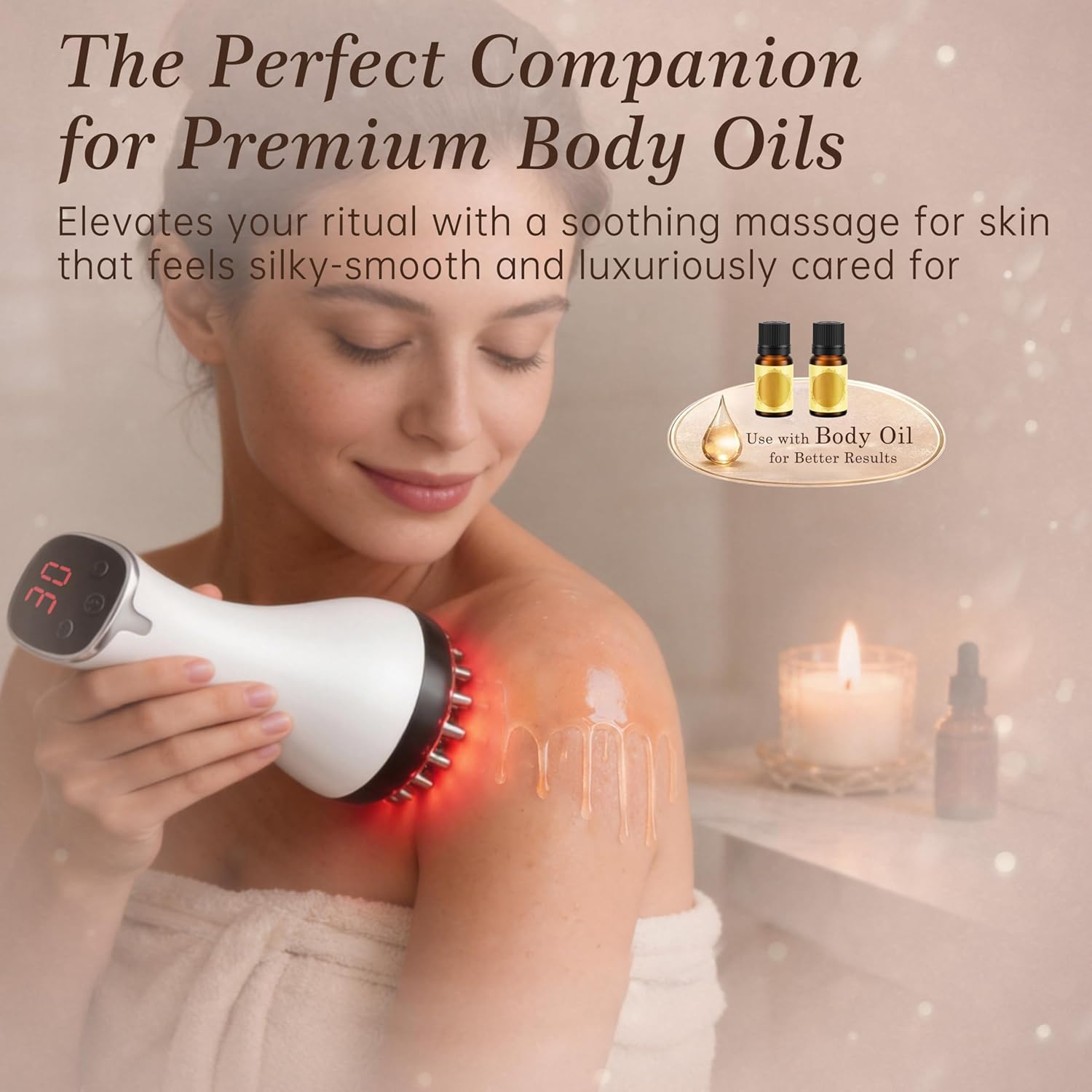 Lymphatic Drainage Massager Cellulite Massage Tool Electric Body Sculpting Machine Red Light with Heat Vibration Body Contouring Tools Handheld Body Massager for Legs Thighs Arms Belly Stomach (White) - Image 7