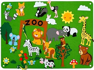 Felt Story Board Set 3.5Ft Teaching Felt Board Zoo Animals Felt-Board Story Set Early Learning Interactive Play Set Flannel Board Educational Hanging Toys for Boys Girls Gift (Zoo)