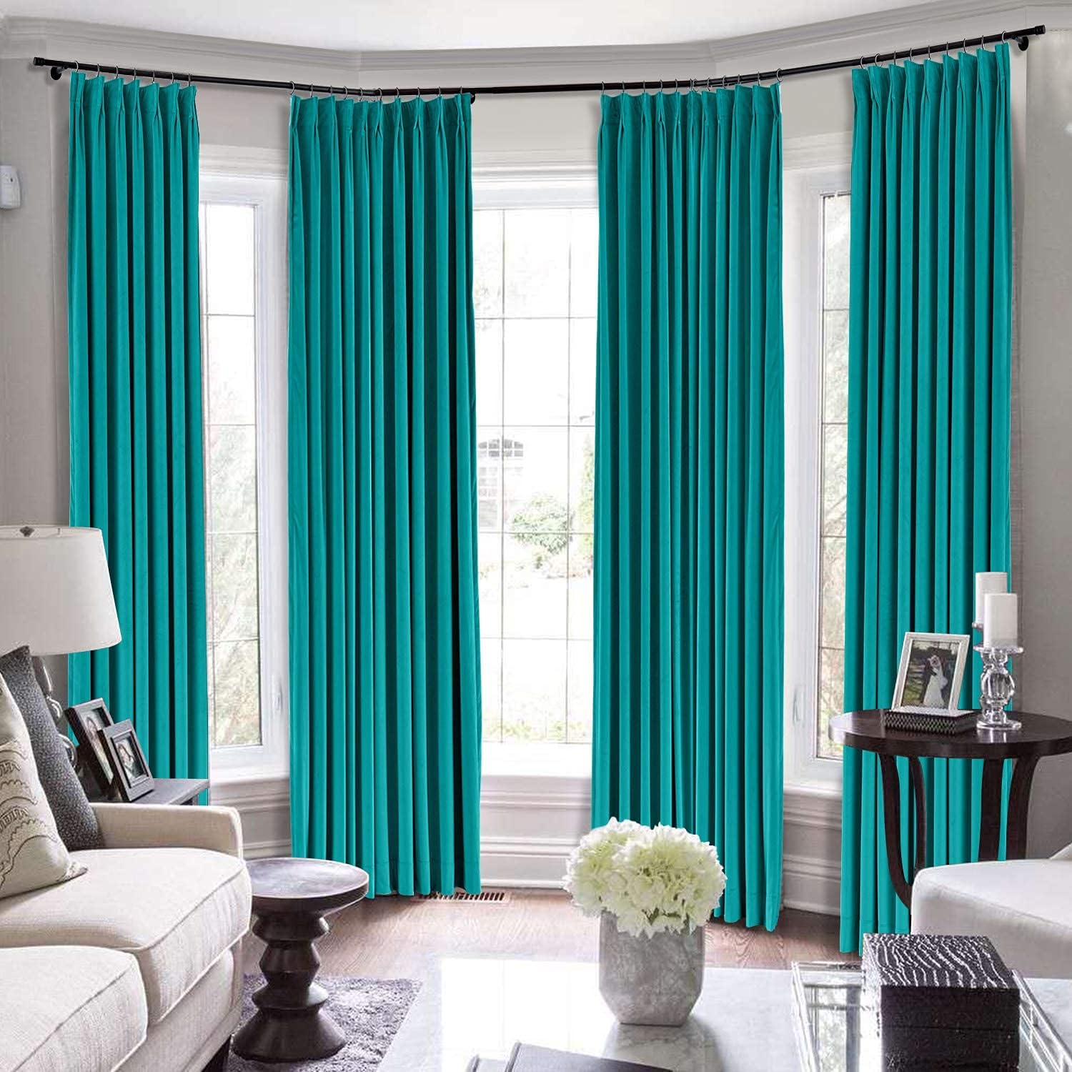 Double Pinch Pleated Curtains with Hooks panels are perfect for any living room, bedroom, family room, dining room, bathroom and office Measurement( 1 Panel, Seafoam Green, W 52 Inch by L 84 Inch)
