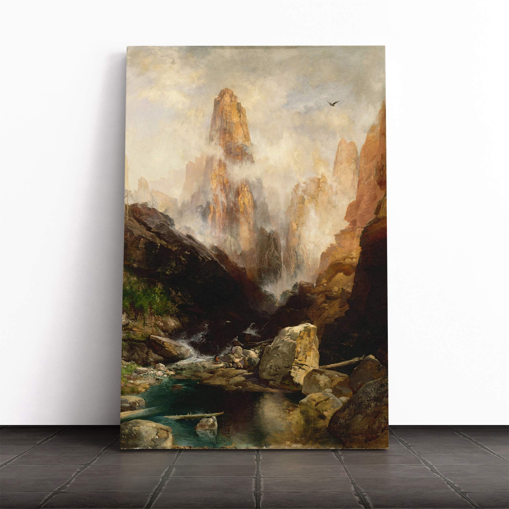 Thomas Moran Mist in Kanab Canyon Utah Canvas Print | Gallery Wrapped 30mm Frame Wall Art | 30x20 inches | Ready to Hang | Modern Landscape Picture | Living Room Bedroom Lounge Office