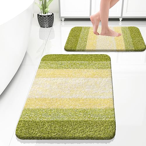 Miniatura 93 de OLANLY Juego de 2 alfombras de baño de 2 piezas, alfombras de baño de microfibra suave y absorbente y alfombra de inodoro con contorno
