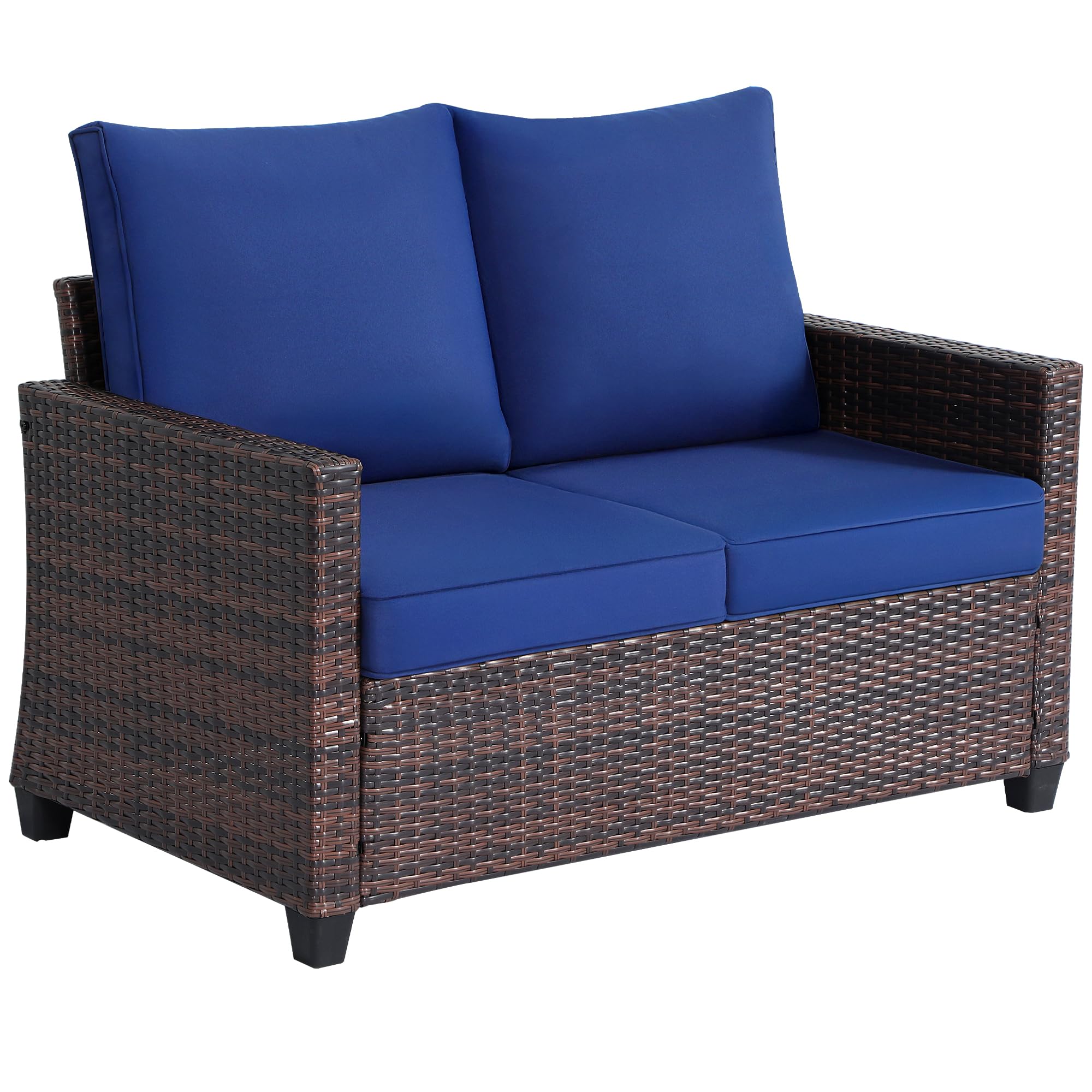 AstrPthylx Outdoor Loveseat,All-Weather Patio Deep Seat 2-Seater Rattan Sofa with Water Resistant Cushions for Balcony,Backyard,Porch & Poolside -
