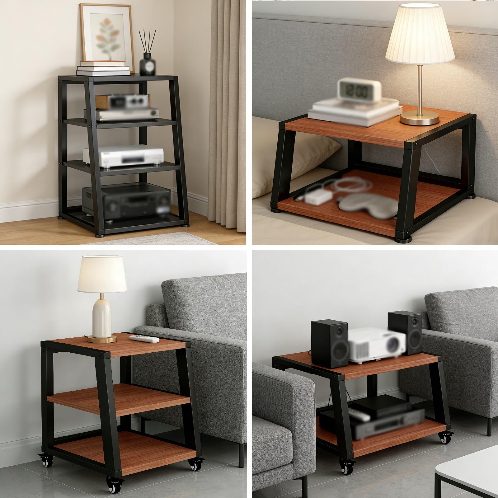 stojak audio hifi Czarne Nowoczesne Stojaki I Szafki Audio Do Pokoju Gier, Pionowe Półki Audio-wideo, Audiofilska Półka Na Sprzęt Stereo Z Otwartą Ramą(5 layer)