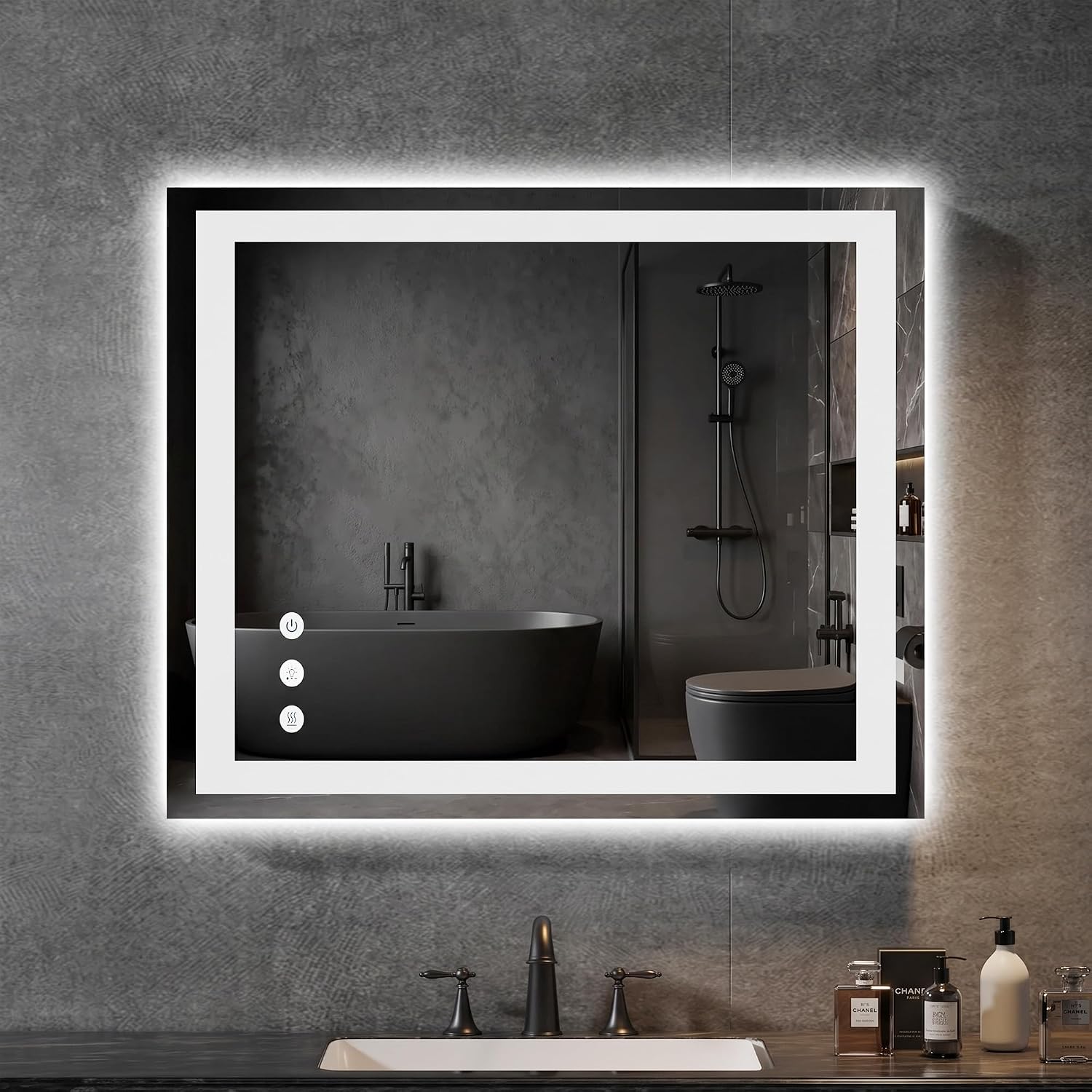 36x30 LED Bathroom Mirror with Lights, Anti-Fog, Dimmable, Backlit + Front Lit, Lighted Bathroom Vanity Mirror for Wall, Memory Function, Tempered Gla