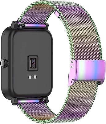 NineHorse Metal Mesh Band Compatible with Amazfit GTS 4 Mini/GTS 2 Mini/GTS/Bip 3/Bip 3 Pro for Women&Men 20MM Stainless Steel Wristbands for Amazfit GTS 4 Mini Bracelet Strap(Colorful)