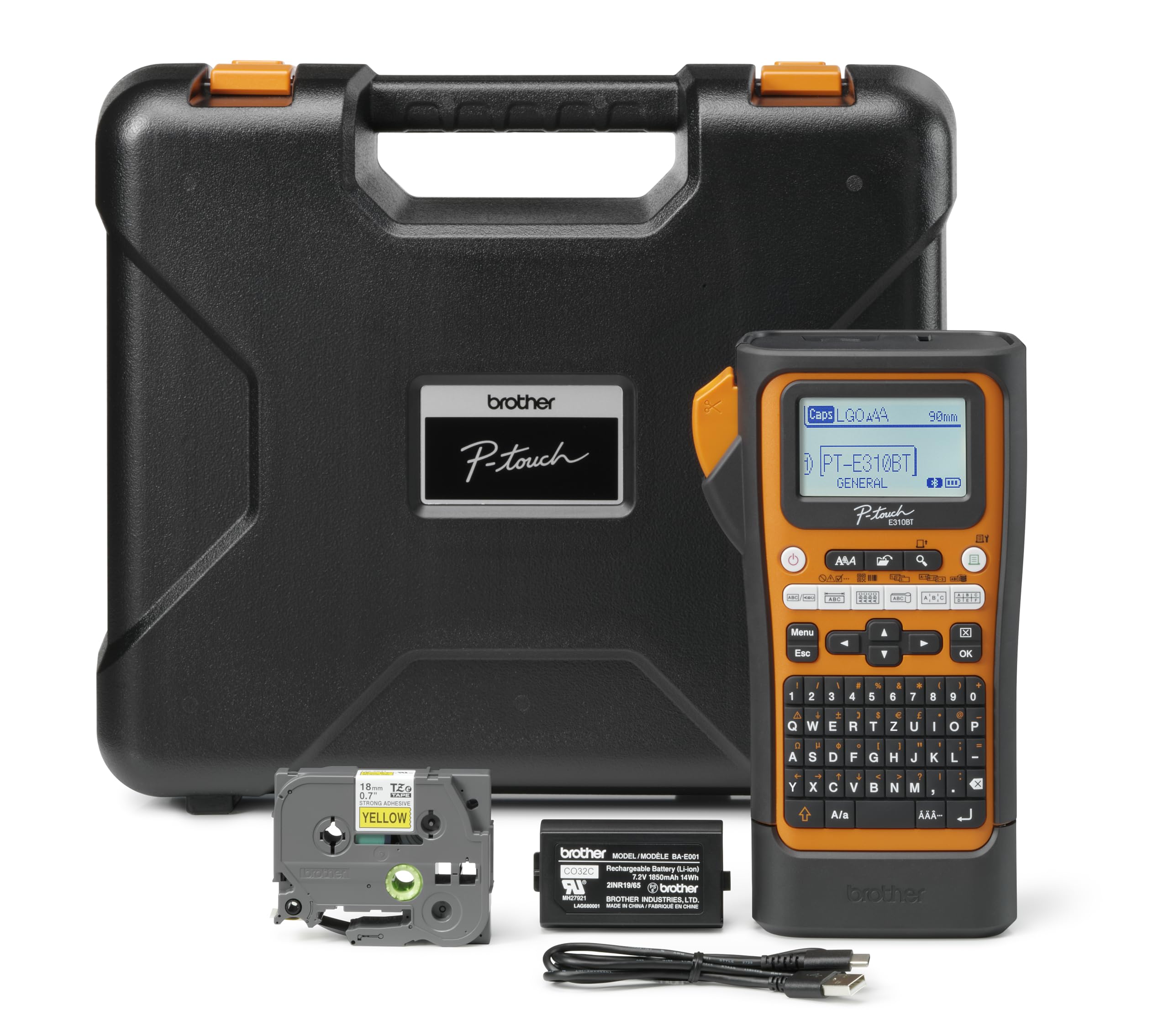 Brother P-Touch E310BTVP - Etichettatrice professionale per nastri TZE larghi 18 mm e tubi termoretraibili HSE larghi 11,2 mm, stampa a trasferimento termico
