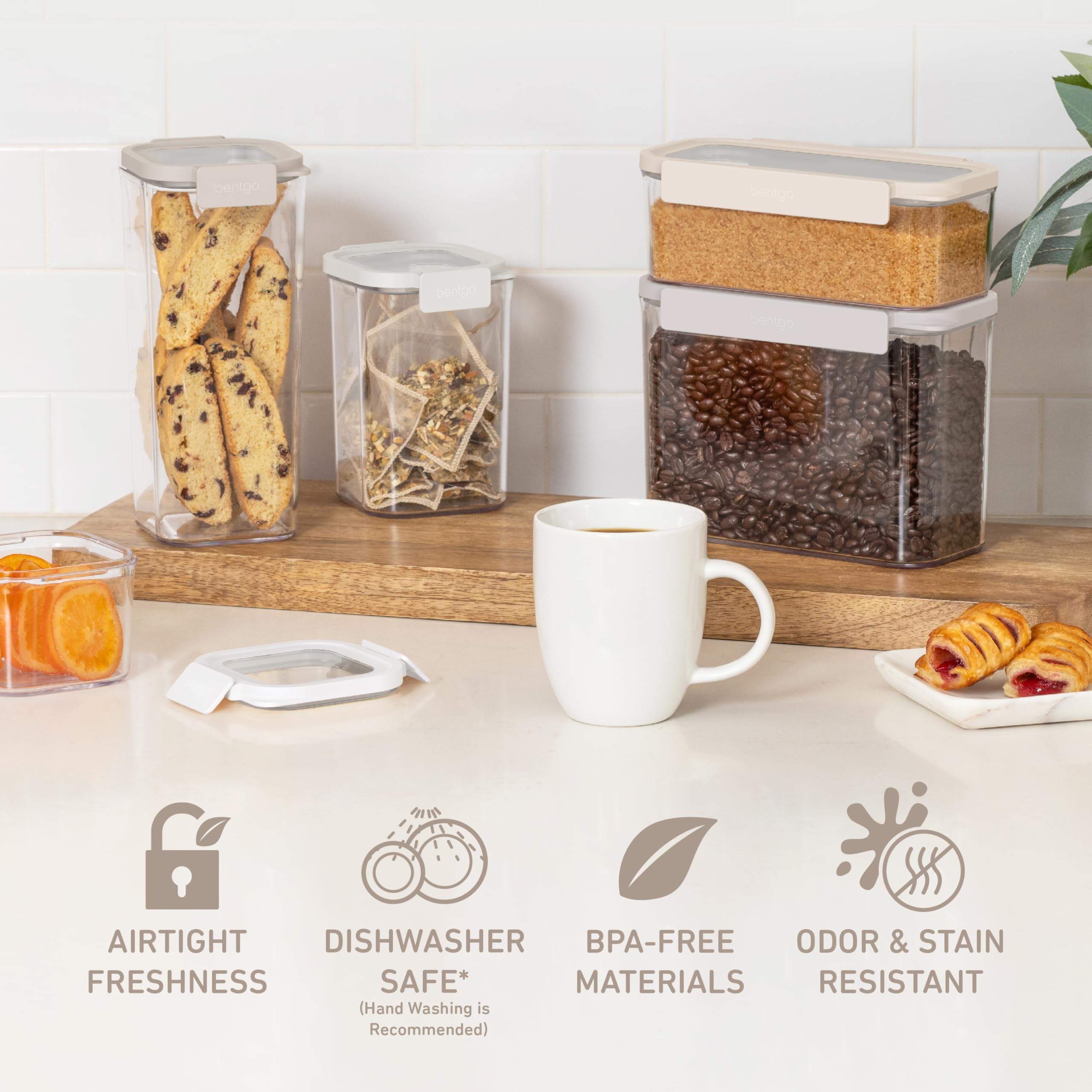 Bentgo Pantry - 10 recipientes herméticos para almacenamiento de alimentos, transparentes, apilables, organización de cocina y despensa, tapas de bloqueo para mayor frescura, plástico sin BPA, ideal