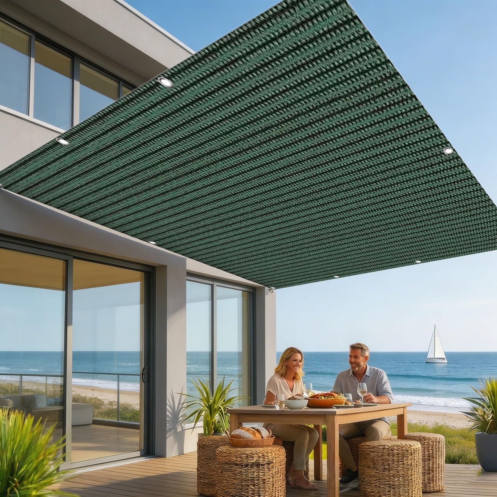 Voile d'ombrage respirant et coupe-vent en HDPE 1.7 x 8 m pour une protection solaire efficace