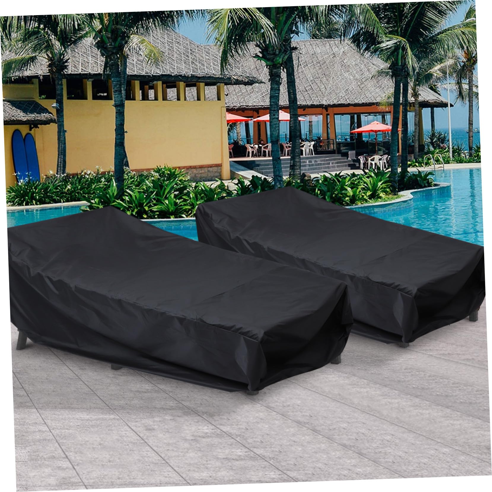 Tissu Housse Noir en Longue de Chaise Imperméable Oxford Extérieure