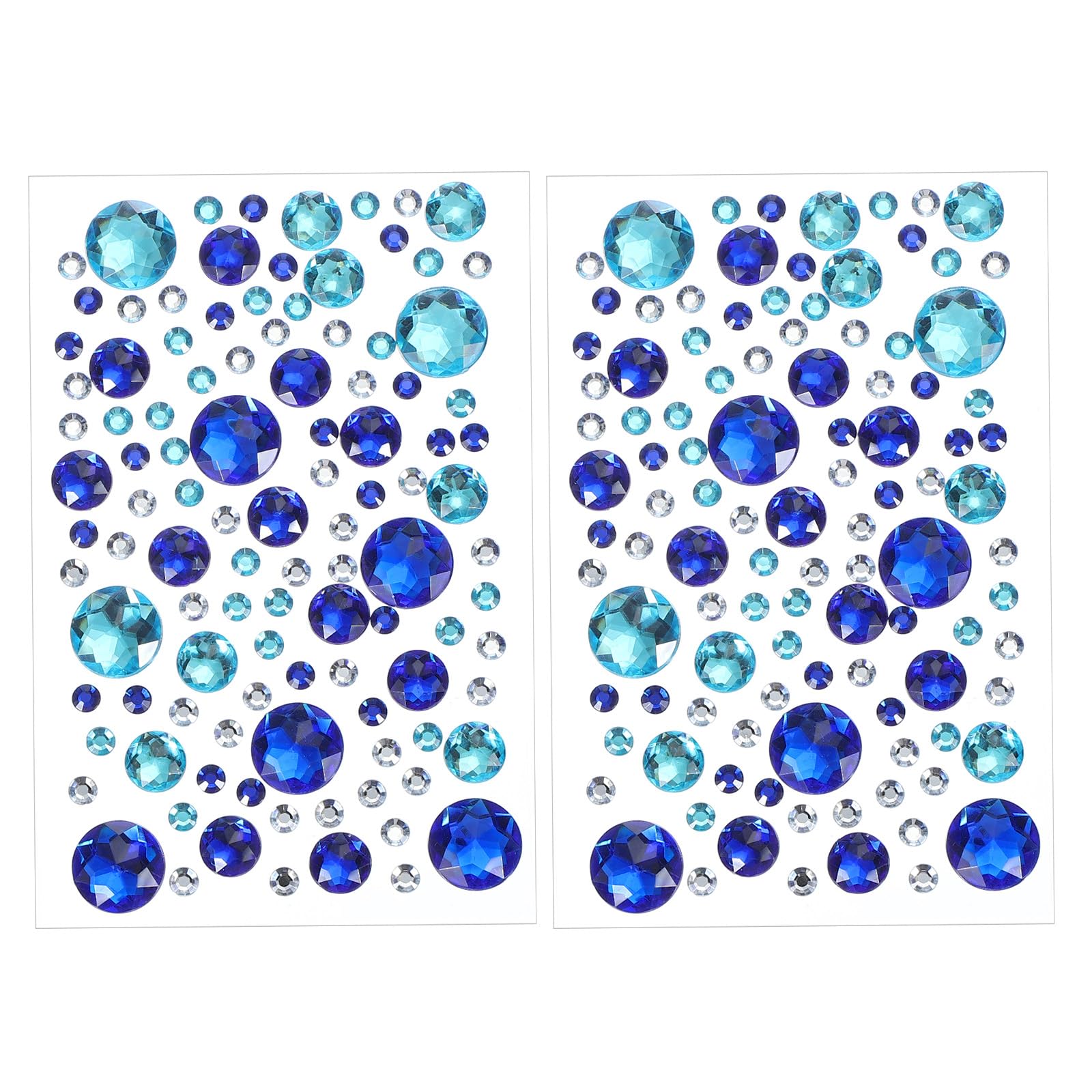 PATIKIL Self-Adhesive Rhinestone Stickers, 2 Pcs Face Gems Jewel Stickers Crystal Circle Embellishment Sheet for Crafting Nail Decor Makeup DIY, Blue
