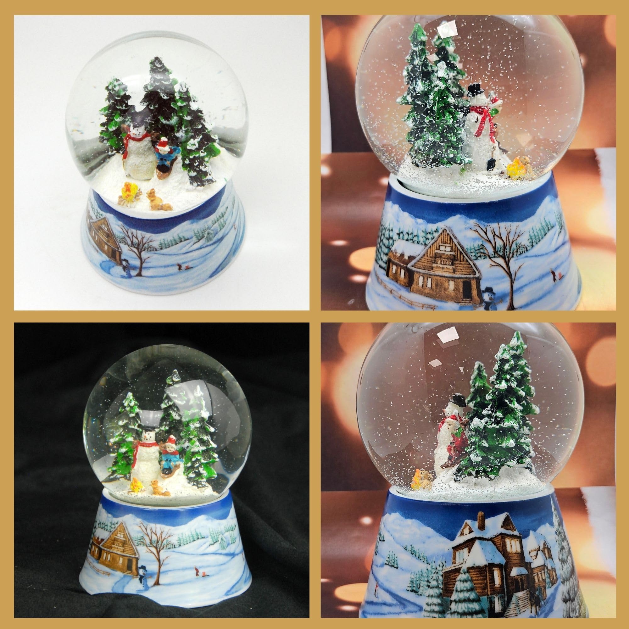 Weihnachts Schneekugel Mit Spieluhr - Nostalgische Winterlandschaft Mit Singender Familie