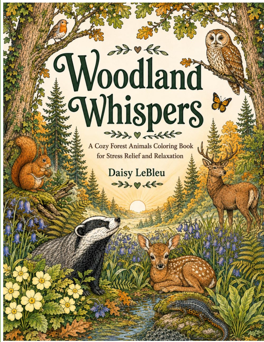 Woodland Whispers: A cozy Forest Animals Coloring Book for Stress Relief and Relaxation (Page by Page Cozy Relaxation Coloring Books)