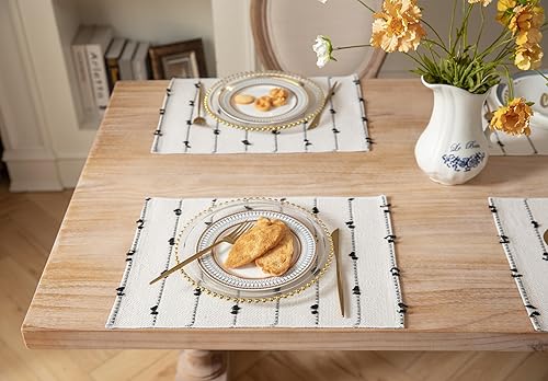 Miniatura 4 de Juego de 6 manteles individuales bohemios para decoración de mesa de comedor, manteles individuales de tela tejida para casa de campo, cocina