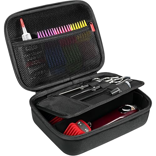 ProCase Hard Travel Case for Hair Clippers, Hair Cutting Barber Supplies Holder, Trimmer Organizer Storage Bag for Hatteker/Oneisal/Wahl 5Star/Andis Men Razor Guard Grooming Kits -Black