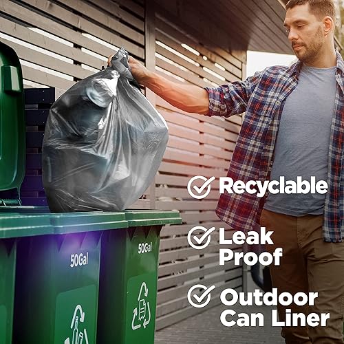 Miniatura 4 de Bolsas de basura de 42 galones, bolsas para contratistas de 3 mil, forros para botes de basura grandes y resistentes, bolsas de basura de reciclaje,