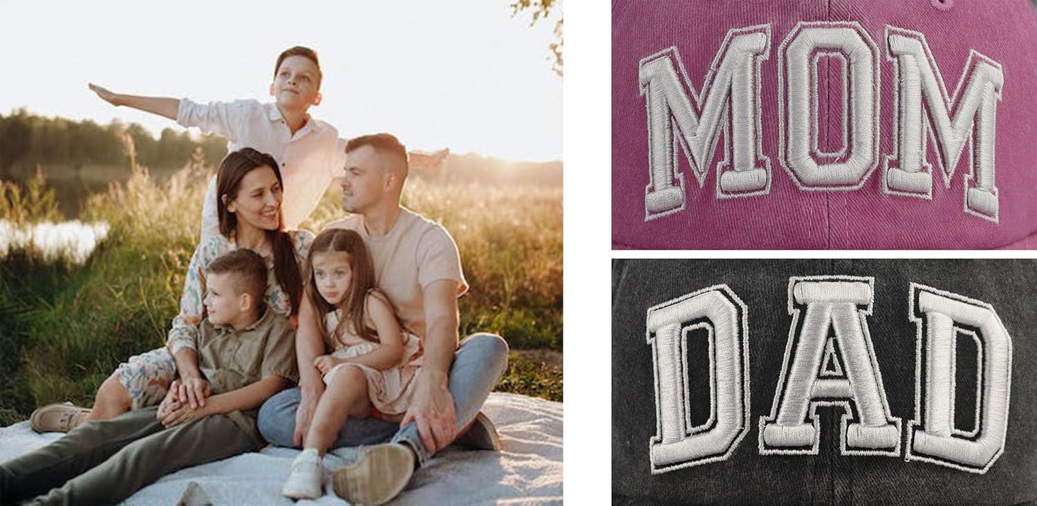 Tbstlumd 2 PCS Dad and Mom Hats for Men Women, Funny Adjustable Embroidered Cotton 2026 Parents Baseball Cap - Image 4