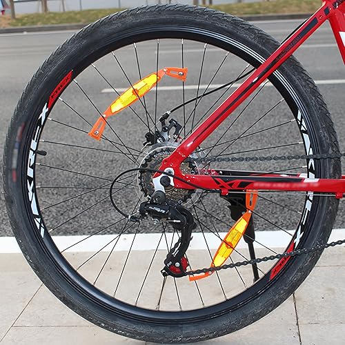 Miniatura 5 de Reflector de bicicleta de montaña, reflector, hoja de advertencia, juego de ruedas, reflector, naranja, noche, paseo, radio, luz trasera de plástico