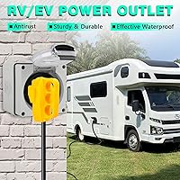 Vista 7 de Caja de toma de corriente RV de 50 amperios, receptáculo NEMA 14-50R de 125/250 voltios, resistente a la intemperie, resistente a la intemperie