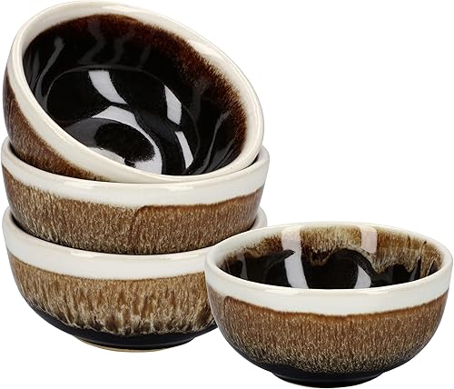 Miniatura 1 de Plato de cerámica para salsa de soja pequeños, 3 pulgadas, juego de 4 (marrón n.º 2)