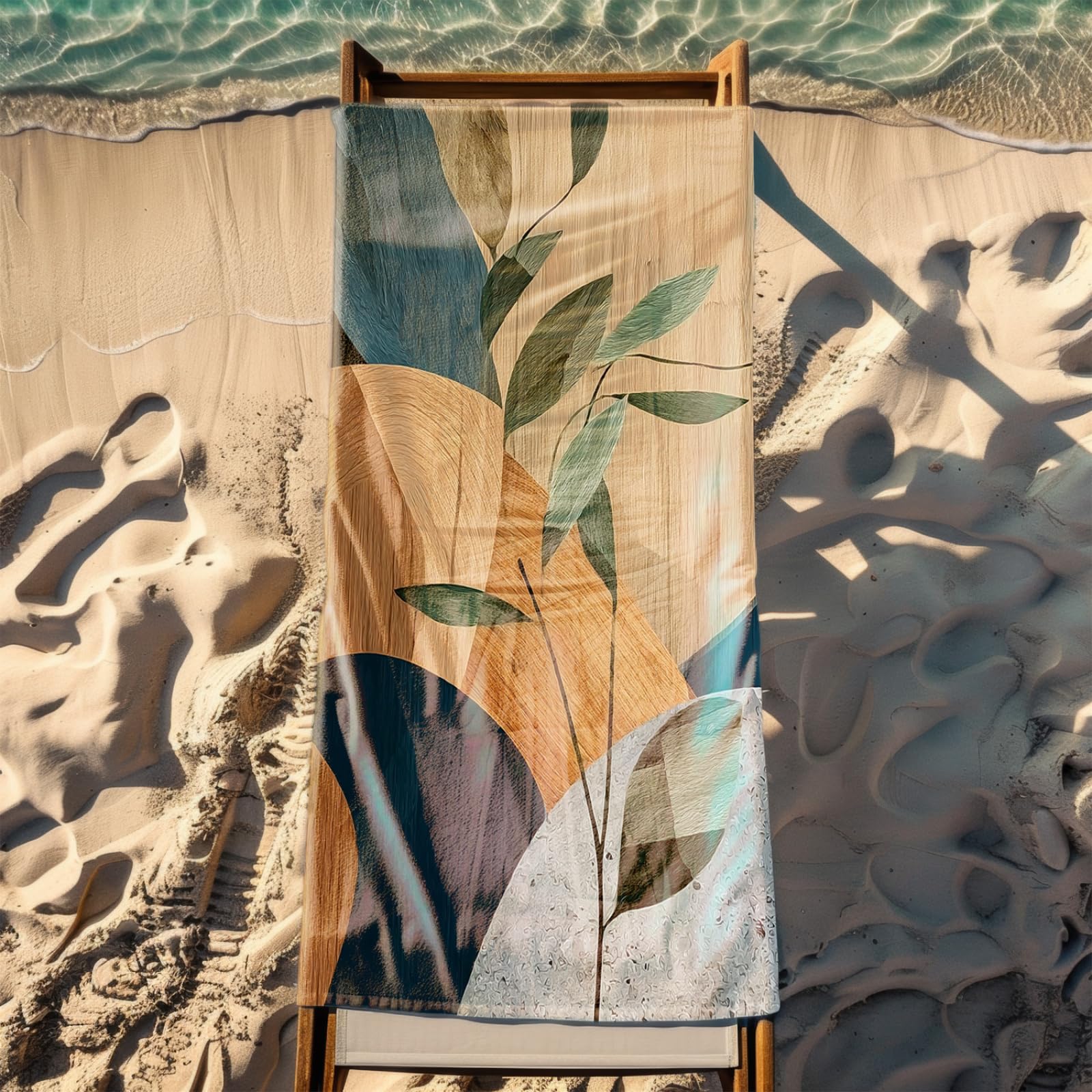 Générique Serviette Microfibre Plage Modèle Vert Marron Clair