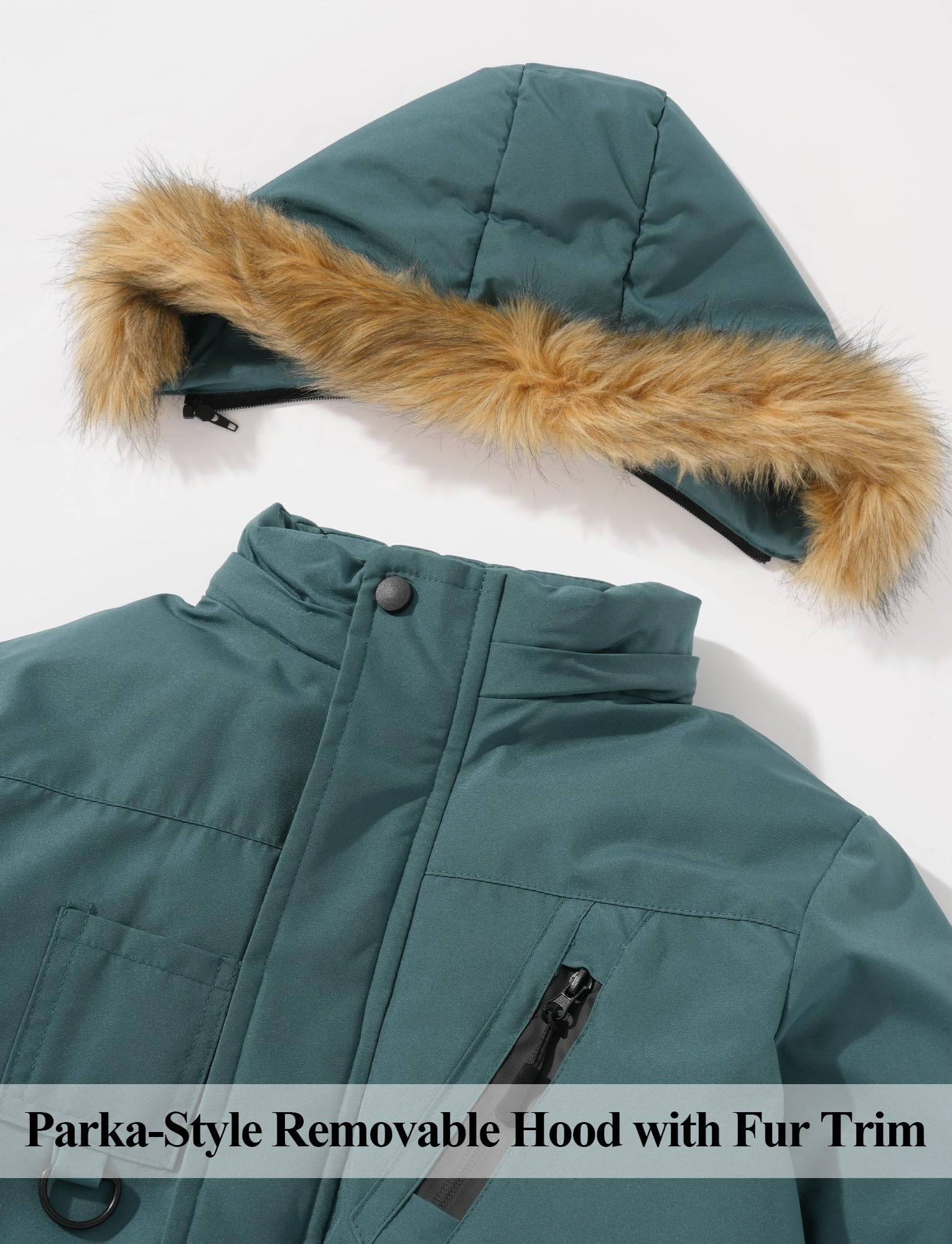 SEAUR Niño Chaqueta Parka Grueso Cómodo Abrigo de Invierno con Capucha Niño Ropa Cálida e Informal Resistente al Viento 5-14 años