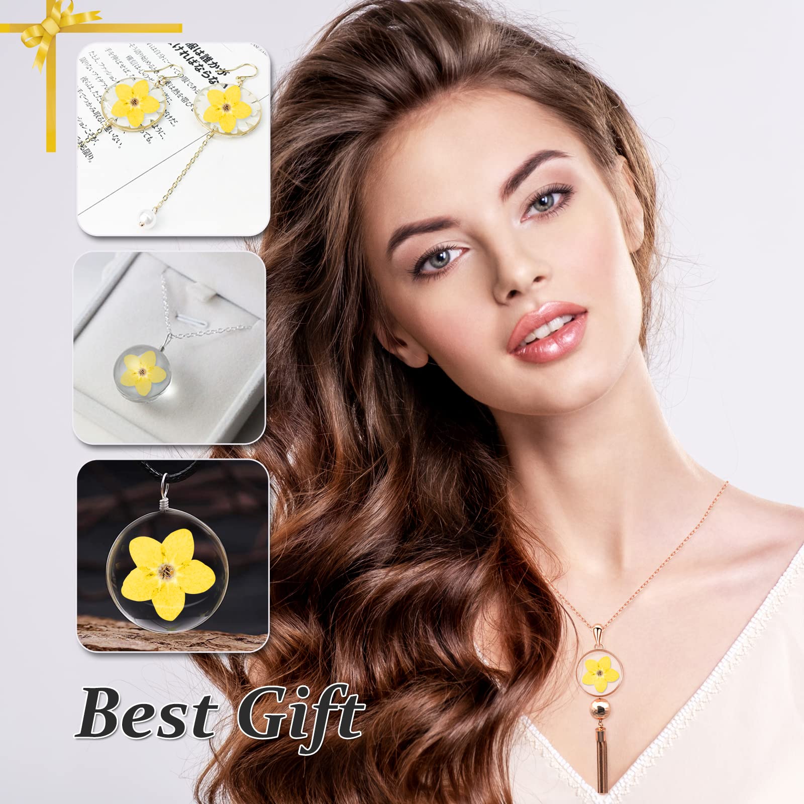 Fiori secchi pressati non ti scordar di me per stampo in resina, 60 fiori secchi gialli naturali con forcipe per gioielli in resina, candele, biglietti, decorazioni fai da te per nail art e fiori