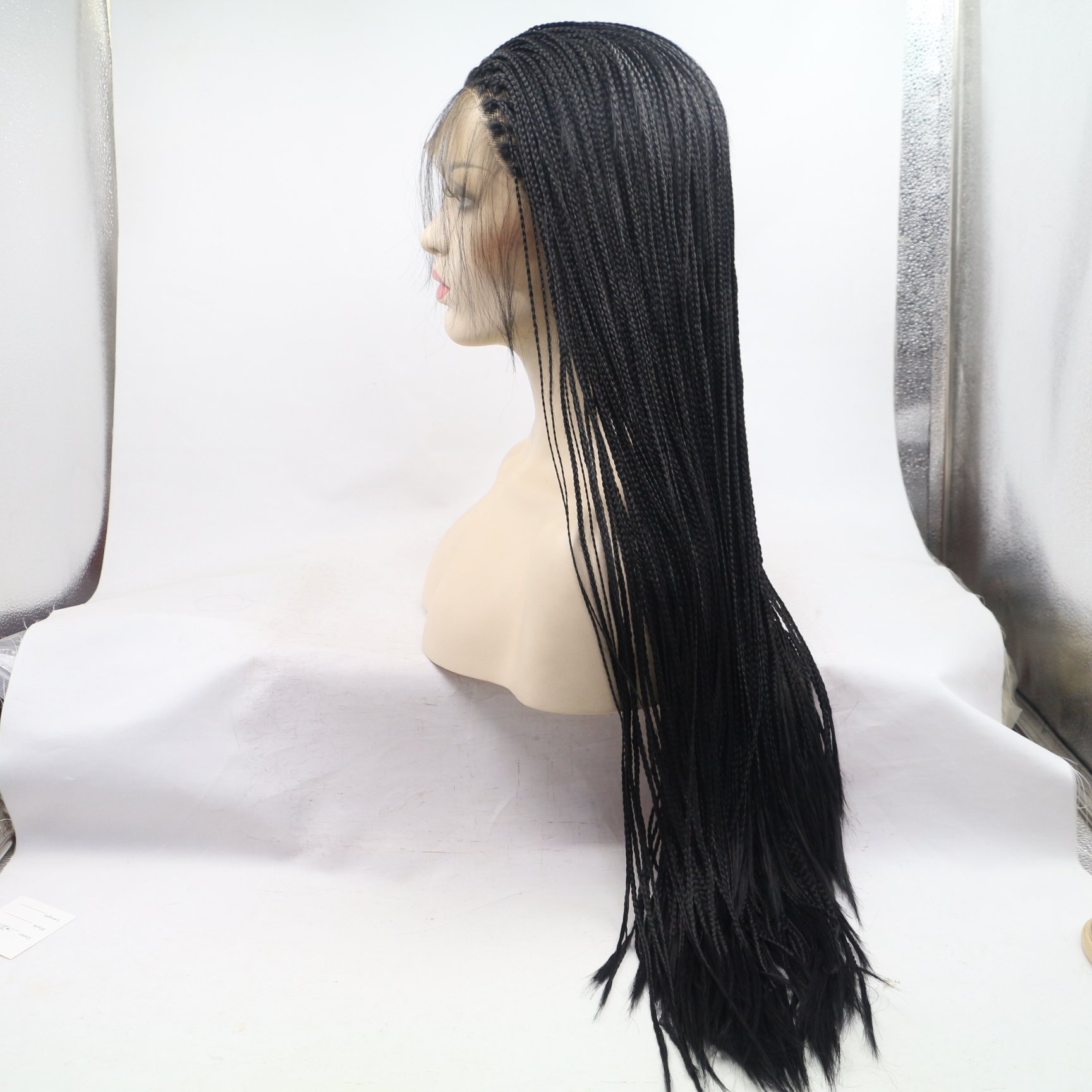 xiweiya 28 inch Lace Front Knotless Box Braided Wigs Brack Hand-Braided Box Braided Wigs with Baby Hair Cornrow Braids Lace Frontal Twist Braids Hair Wig for Black Women - Image 4