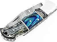 Vista 7 de Cuchillo de bolsillo de acero de Damasco, hecho a mano, cuchillo plegable de alta calidad para hombres, cuchillo al aire libre para camping