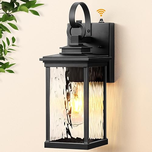 VIANIS Luces de porche al aire libre, lámparas exteriores negras para montaje de pared para casa, moderna lámpara de pared exterior con vidrio