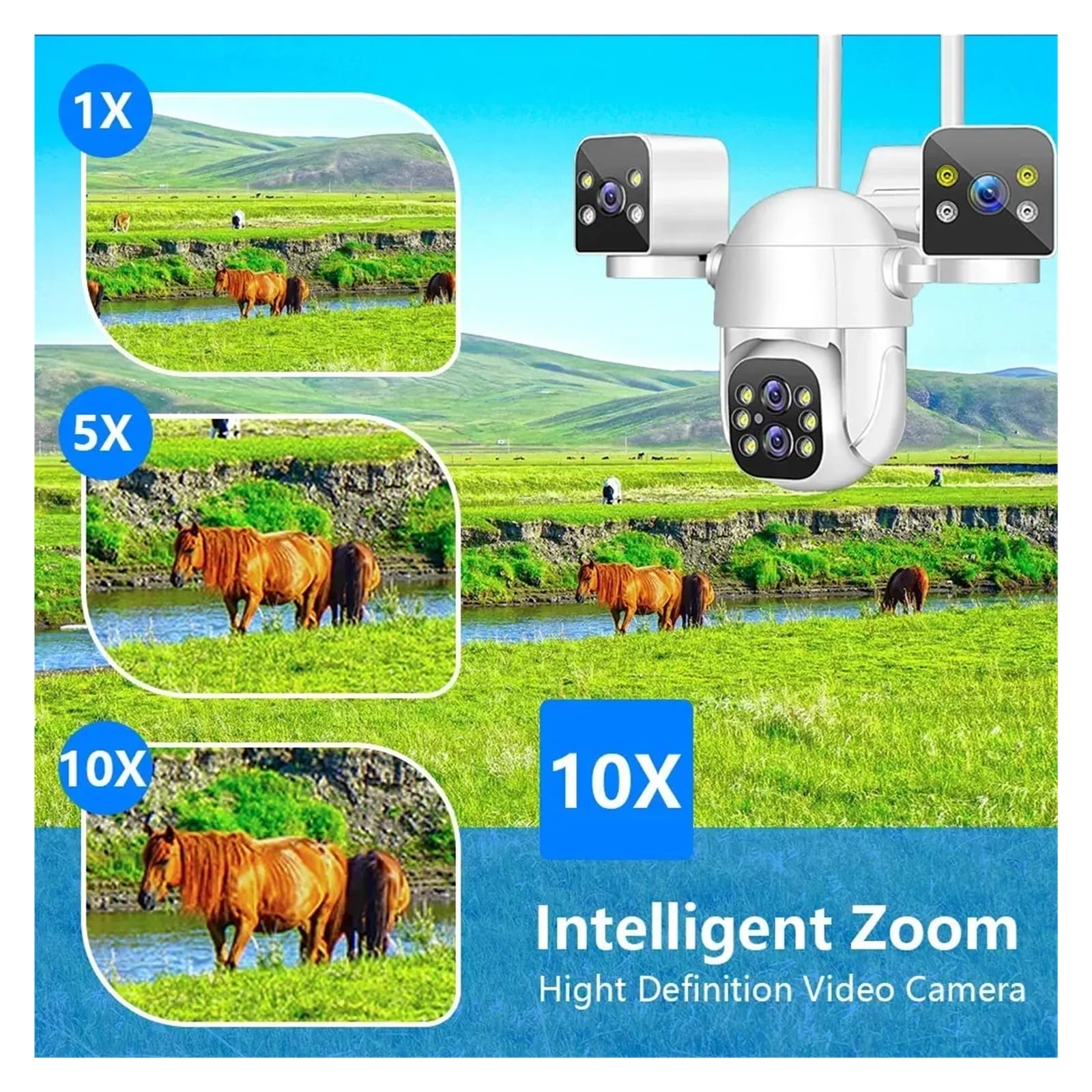Telecamera WiFi for esterni da 16MP 8K con obiettivo quadruplo