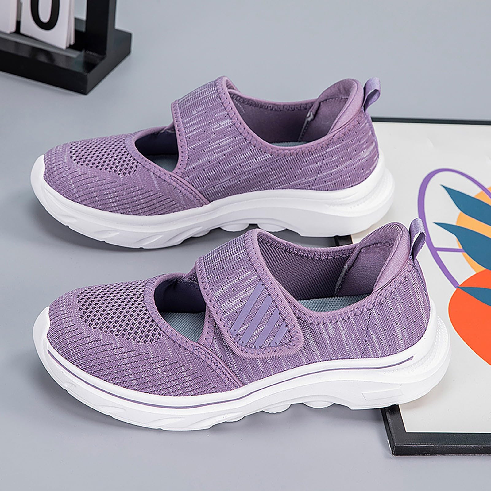 Walkingschuhe Damen Flach Mary Jane Schuhe Breite Zehen Diabetiker Schuhe | Slip On Sneaker Bequeme Gesundheitschuhe Für Senioren, Mesh Sportschuhe Leicht Atmungsaktiv Gehschuhe Für Freizeit