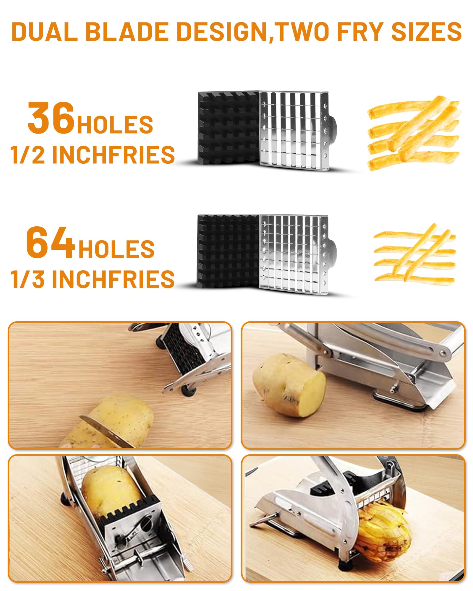 Taglia Patate Taglierina per Patatine fritteTagliapatate Multifunzionale in Acciaio Inossidabile di Alta qualità per preparare Facilmente Patatine Fritte fresche per Tutta la Famiglia