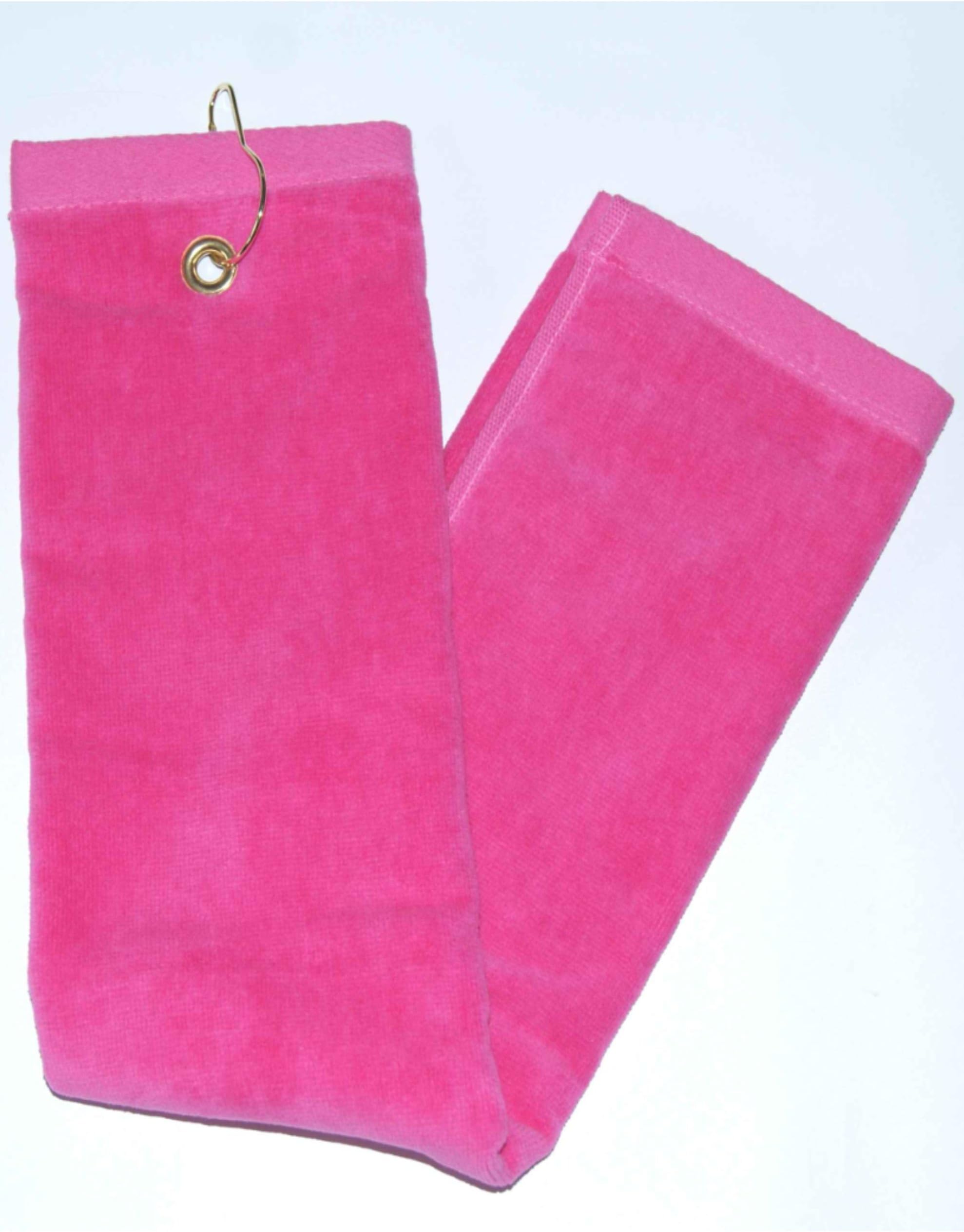 Hot Pink Tri-Fold Golf, Hand Towel with Grommet & Hook